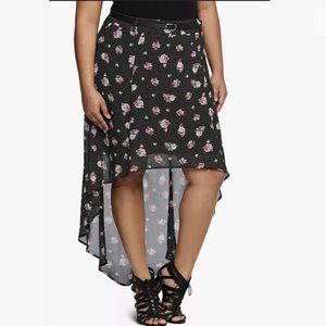 Torrid plus size hi low polka dot floral skirt NEW 24 plus size